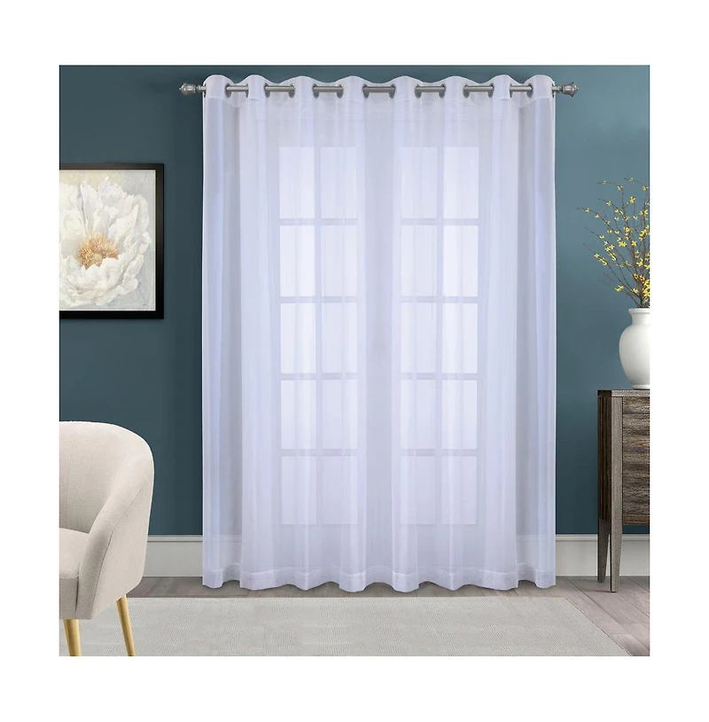 Habitat Cote d'Azure Sheer Grommet Exclusive Curtain Panel for Living Room 112" x 84" White