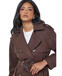 Warehouse Women's Wool Mix Belted Trench Coat