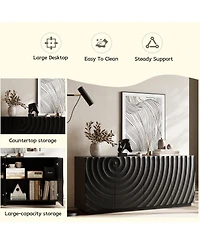 Streamdale Furniture Buffet Cabinet with Storage, 4 Doors Modern Accent Sideboard, 59" Wide (Black)
