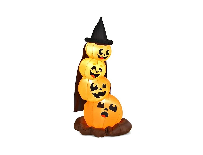 Mondawe 7 ft Halloween Inflatable Pumpkin Combo with Witch's Hat and Led Lights