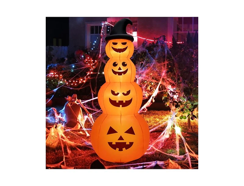Mondawe 8 ft Inflatable Halloween Pumpkins Stack with Built-in Led Lights