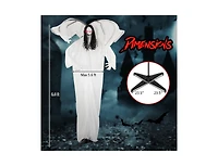 Mondawe 6.6 ft Halloween Animatronic Standing Angel with Sound-Activated Light-up Eyes and Flapping Wings