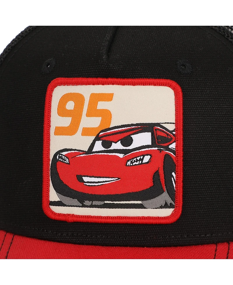 Cars Men's Mcqueen Woven Patch Canvas And Mesh B5 Trucker