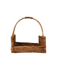 Storied Home Decorative Handwoven Rattan Hanging Basket, Brown