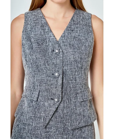 endless rose Women's Multi Tweed Buttoned Vest