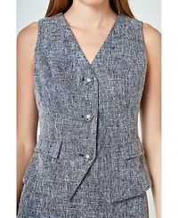 endless rose Women's Multi Tweed Buttoned Vest