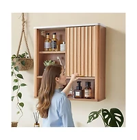Slickblue-Bathroom Wall Cabinet with Double Doors and Shelf Storage