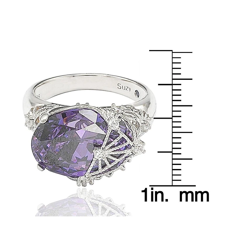 Suzy Levian Sterling Silver Cubic Zirconia Webbed Ring