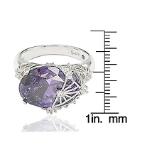 Suzy Levian Sterling Silver Cubic Zirconia Webbed Ring