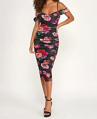 Katia Rae Juniors' Sweetheart Neck Off-The-Shoulder Midi Dress