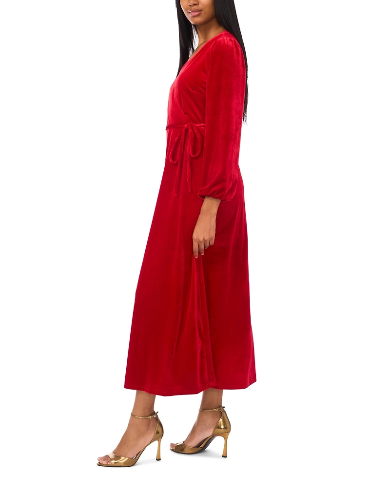 Msk Women's Long-Sleeve Stretch-Velvet Dress