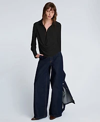 Kenneth Cole Women's Drape Front Pull-On Shirt