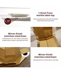 Streamdale Furniture Streamdale 47" Round Marble Dining Table with Gold Stainless Steel Base