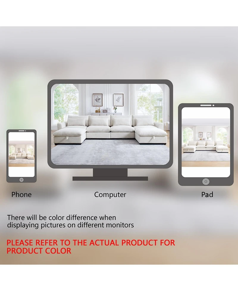 Streamdale Furniture Streamdale Large L Shape Corduroy Sectional Sofa with Storage Footstool, Blue