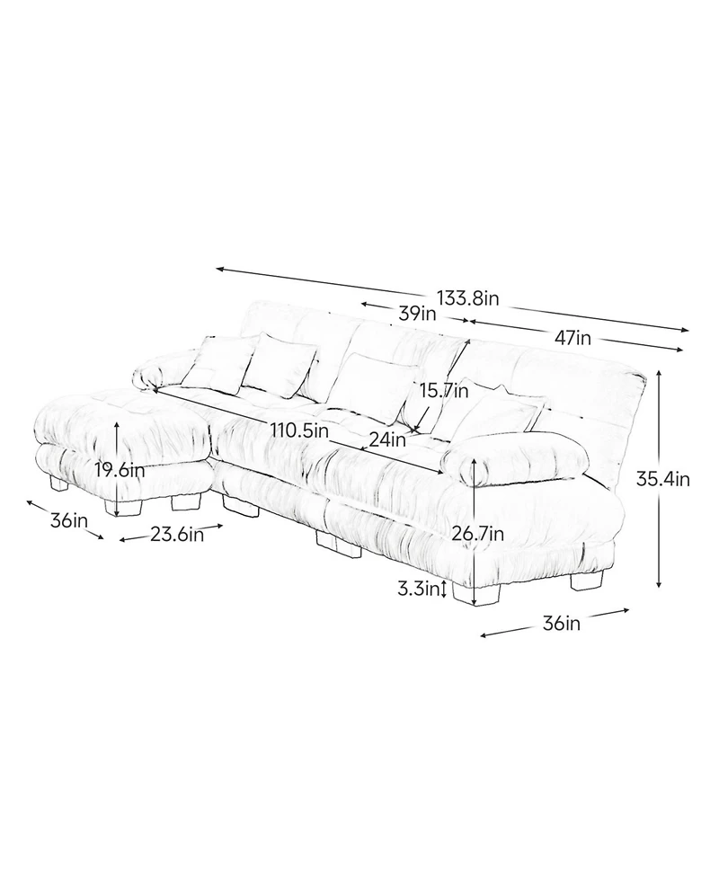 Streamdale Luxury Modular Sectional Sofa Couch, Oversized L Shaped Cloud Couch
