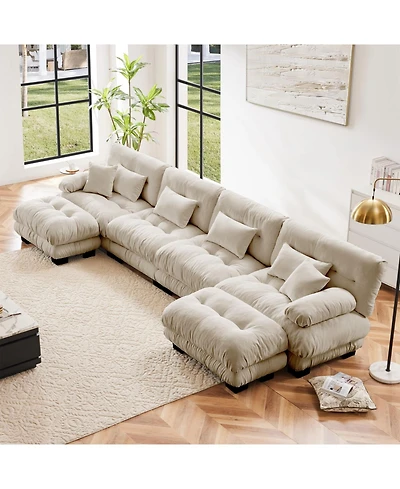 Streamdale Free Combination Modular Sectional Sofa, U Shaped Couch, 4-Seater Comfy Cloud Couch