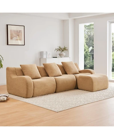 Streamdale Furniture Boneless Sofa, 3 Seat Teddy Fabric, Anti-Slip, No Assembly