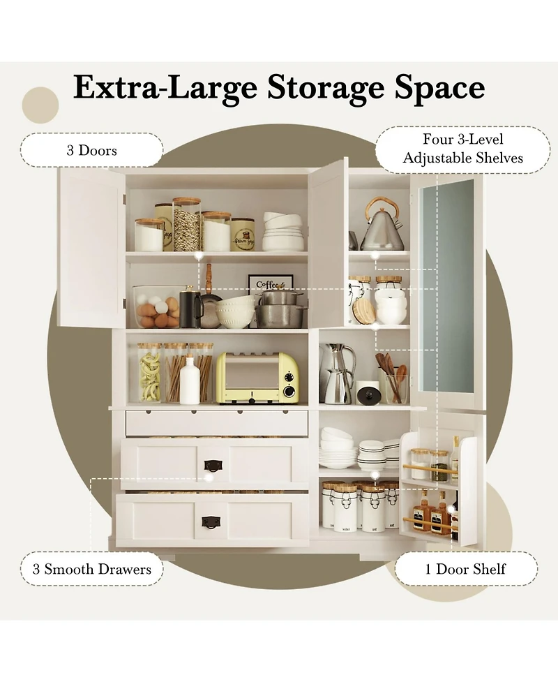 Streamdale Traditional Buffet with Hutch, Large Kitchen Pantry Storage Cabinet, Blue