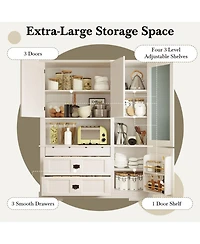 Streamdale Traditional Buffet with Hutch, Large Kitchen Pantry Storage Cabinet, Blue