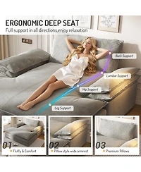 Streamdale Furniture Modern Oversized Double Chaise Lounge Chair with Pillows & Wide Armrests