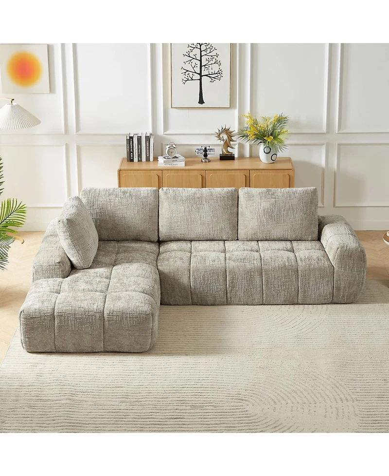 Streamdale Furniture Streamdale Chenille L-Shape Luxury Sectional Sofa, Comfy Sleeper Couch for Living Room