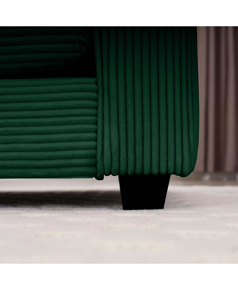 Streamdale Furniture Green Corduroy Two-Seater Sofa with 2 Footrests/Ottoman