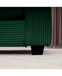 Streamdale Furniture Green Corduroy Two-Seater Sofa with 2 Footrests/Ottoman