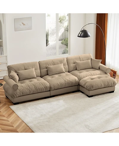 Streamdale Furniture Super Comfort Oversized Modular Velvet Sectional Sofa Couch with Ottoman