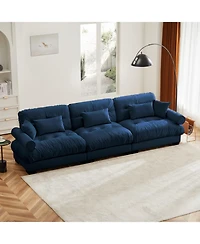 Streamdale Furniture Extra Large 3 Seat Modern Velvet Sofa, Oversize, Comfortable, Blue