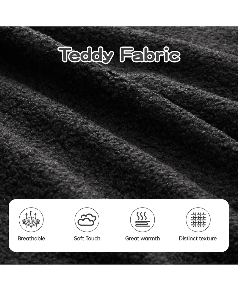 Streamdale Furniture Streamdale Teddy Fabric 4-Seat Sofa, No Assembly, 32D High Density Sponge, Black