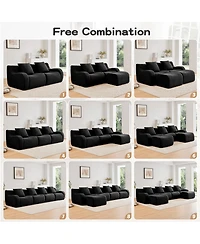 Streamdale Furniture Soft Teddy Fabric Boneless Sofa, Anti-Slip, Curved Armrests, Black