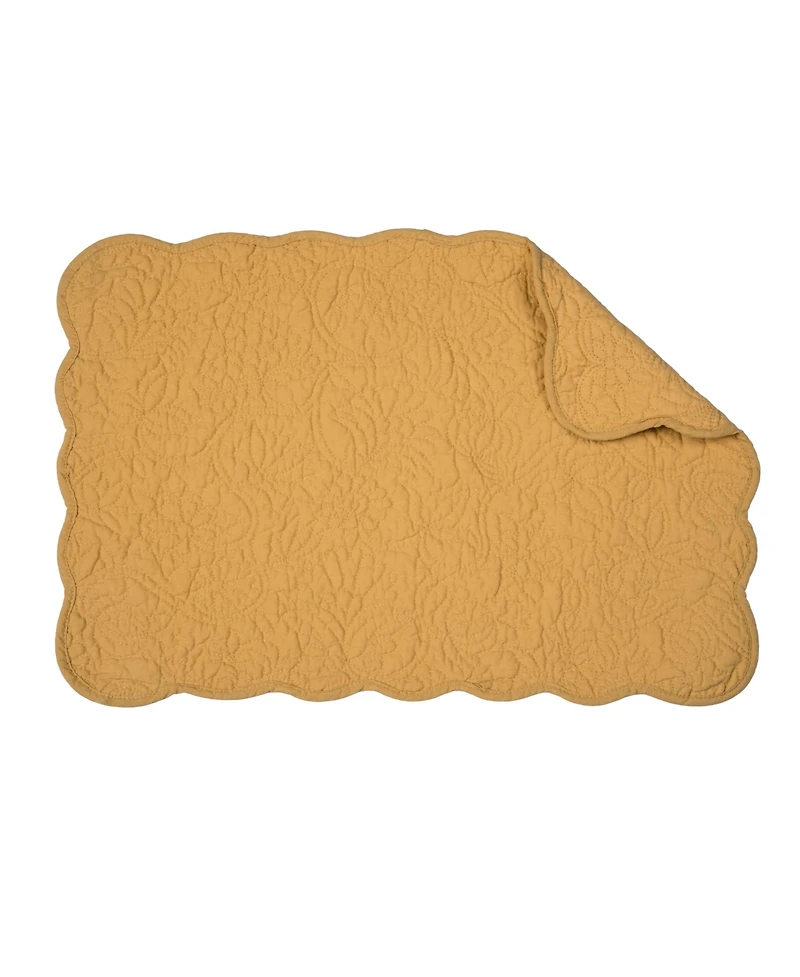 C&F Home Christiana Honey Reversible Machine Washable Scallop Quilt Placemats Set of 6