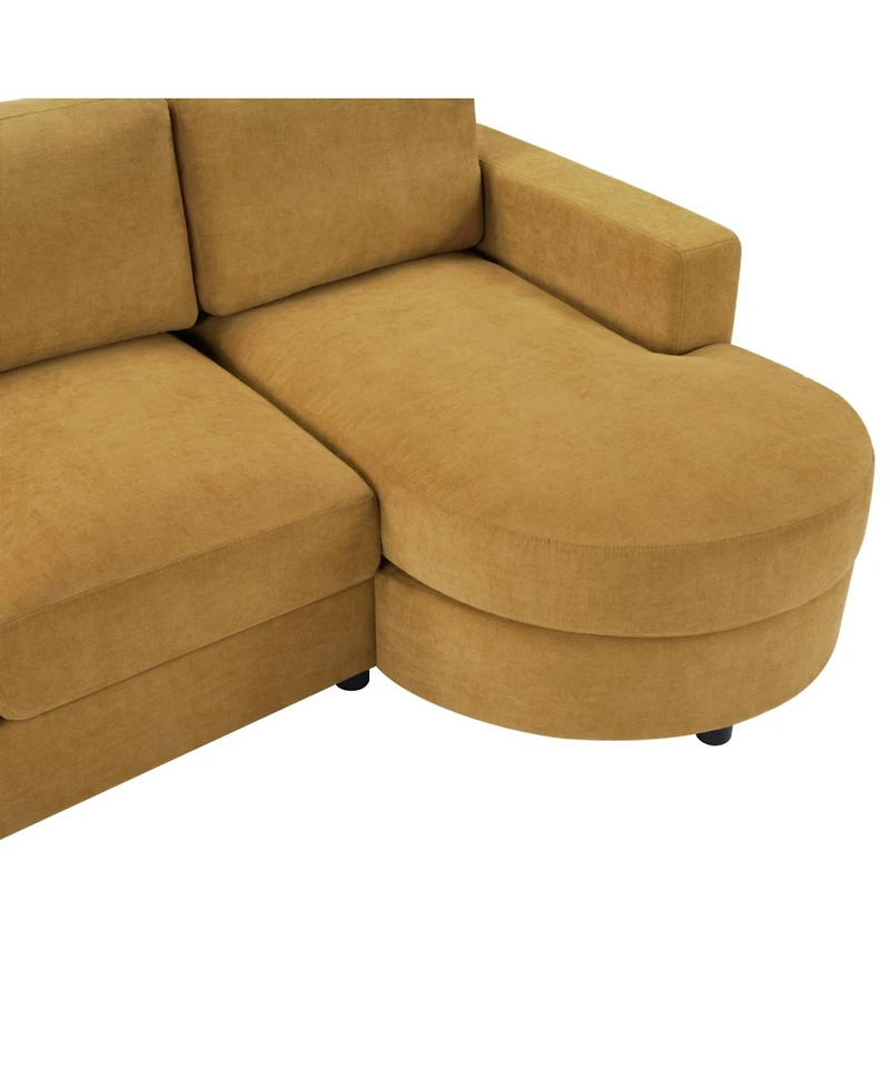 Streamdale Furniture Streamdale Modern L-shaped Sofa Couch with Curved Chaise, Usb & Storage, Blue