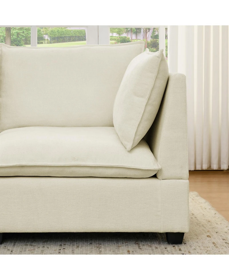 Streamdale Furniture Streamdale Comfy Cloud 4-Seat Chenille Sofa Sleeper with Ottomans & Pillows (Beige