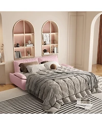 Streamdale Furniture Streamdale Queen Pull Out Sofa Bed, 3-in-1 Convertible Sleeper Loveseat, Pink