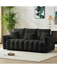 Streamdale Furniture Streamdale 78" Teddy Fabric Sofa with Pillows & Solid Wood Frame
