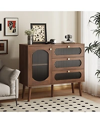 Streamdale Furniture Streamdale Accent Cabinet with 3 Drawers, Wooden Storage Cabinet with Shelves, Natural