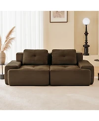 Streamdale Furniture Streamdale 82" Modern L-Shaped Corduroy Sectional Sofa, Deep Seat Couch, Brown