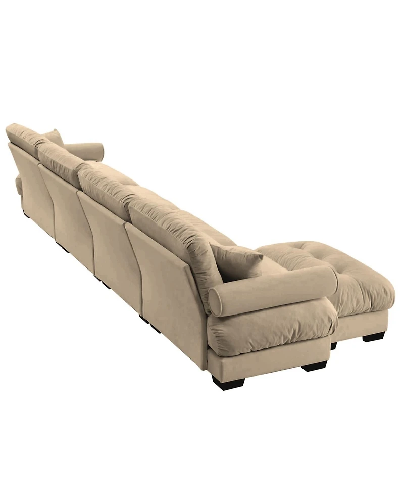 Streamdale Furniture Streamdale L-Shaped Cloud Sofa, Convertible 4-Seater Modular Couch, Velvet Upholstered Corner Couch, Camel