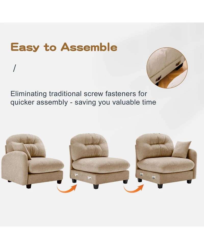 Streamdale FurnitureCamel Four-Seater Modular Sectional Couch with Premium Chenille Fabric