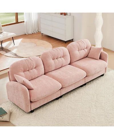 Streamdale Furniture Three-Seater Modular Sectional Couch, Soft Chenille, Pink