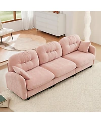 Streamdale Furniture Three-Seater Modular Sectional Couch, Soft Chenille, Pink