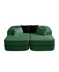 Streamdale Furniture Streamdale Green Teddy Fabric Boneless Sofa with Double Chaises