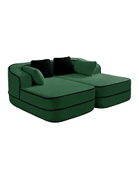 Streamdale Furniture Streamdale Green Teddy Fabric Boneless Sofa with Double Chaises