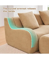 Streamdale Furniture L-Shaped 4-Seat Boneless Sofa, Teddy Fabric, No Assembly, Camel