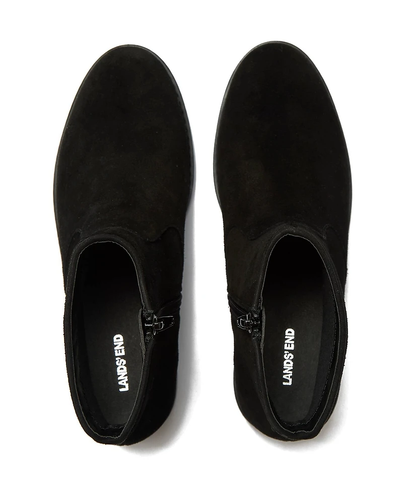 Lands' End Women's Detailed Suede Zip Ankle Booties