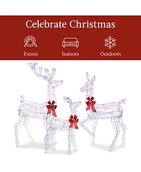 Best Choice Products 3-Piece Lighted Christmas Deer Set Outdoor Yard Decoration with 360 Led Lights, Stakes