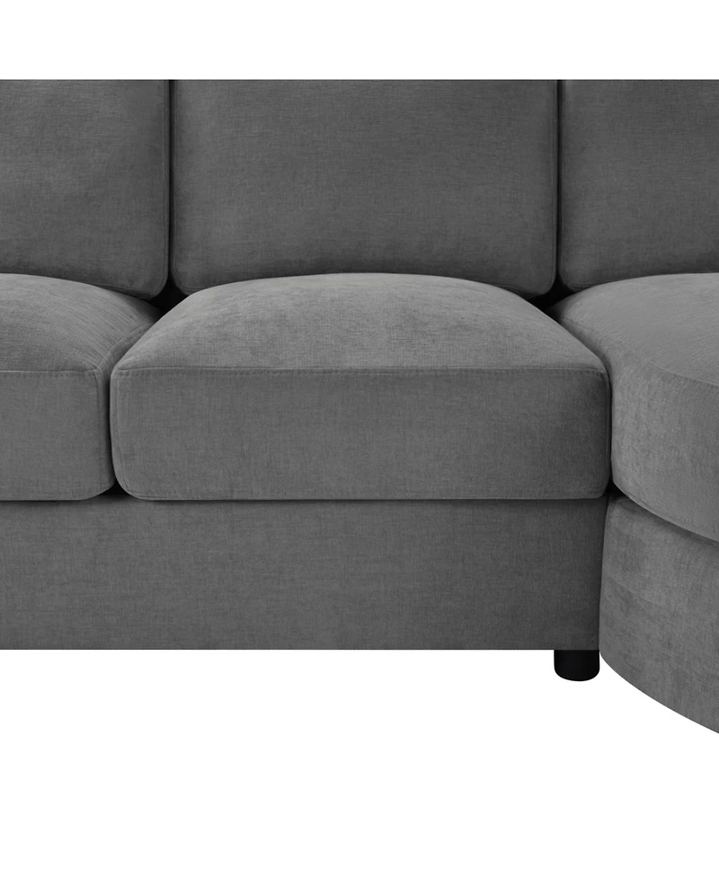 Streamdale Furniture Modern L-shaped Sofa Couch with Curved Chaise, Usb & Storage, Blue