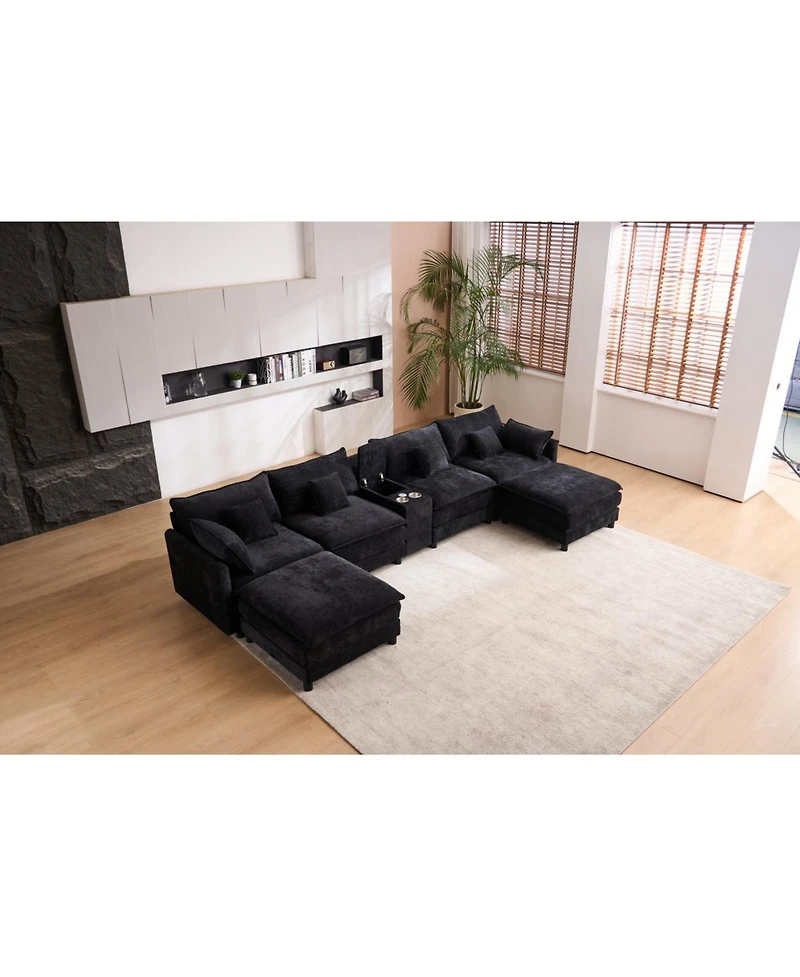 Streamdale Furniture Streamdale Seven-piece sofa set with console, coffee table & 6 pillows