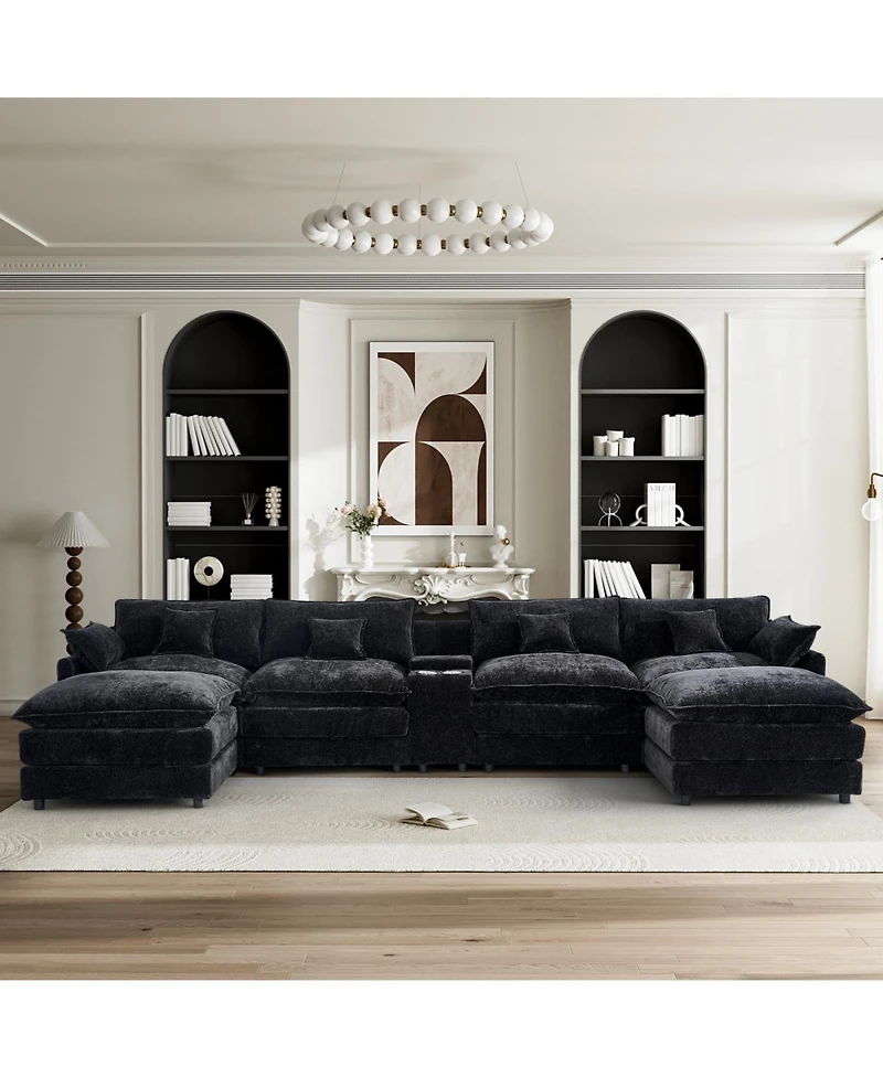 Streamdale Furniture Streamdale Seven-piece sofa set with console, coffee table & 6 pillows